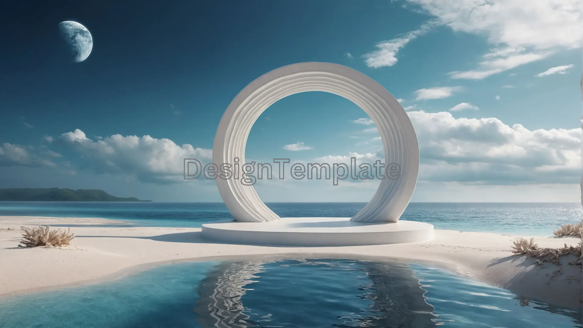Peaceful Ocean Scene Crystal Frame Background Texture image
